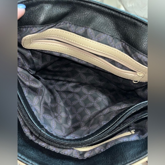 Franco Sarto Soft Leather with Chain, Creamy Tan and Black, Purse Tote - Picture 15 of 16